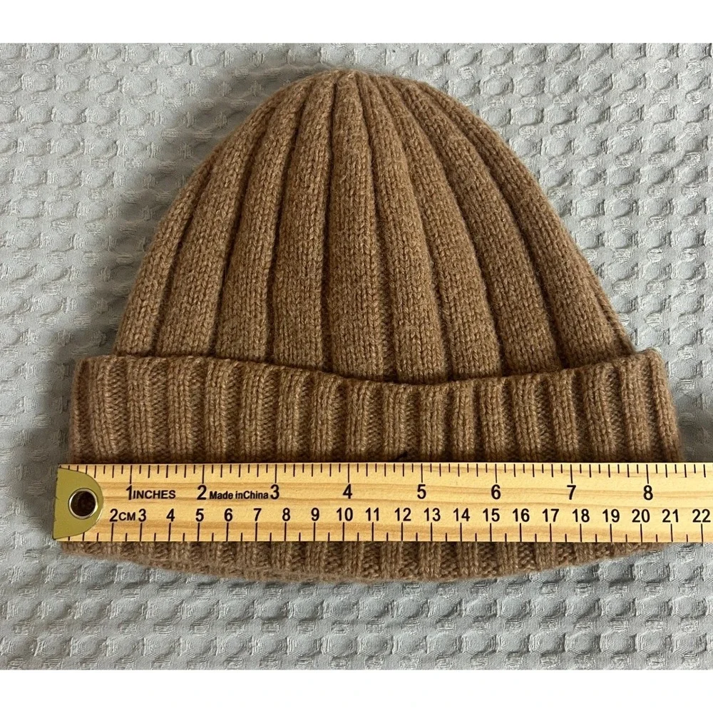Polo Ralph Lauren Mens Ribbed Knit Beanie Camel Brown Navy Pony Logo Hat